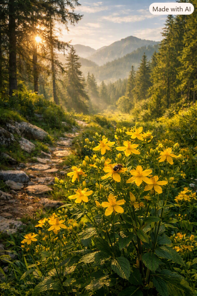 St. John's wort plant with yellow flowers